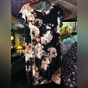 Anthropology Cynthia Rowley Black crushed velvet and Cream Floral Dress